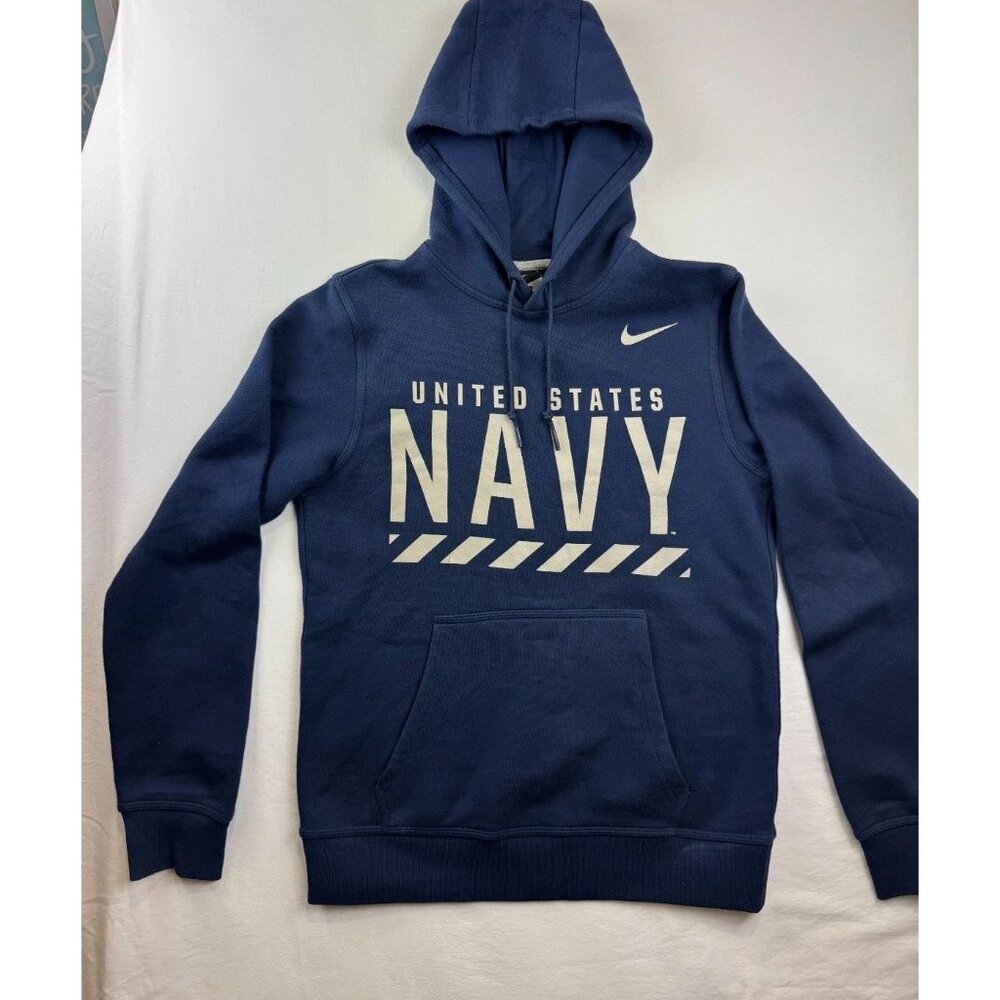 Nike Hoodie Blue Size S with US Navy on Front w/Ribbed Cuffs & Hem